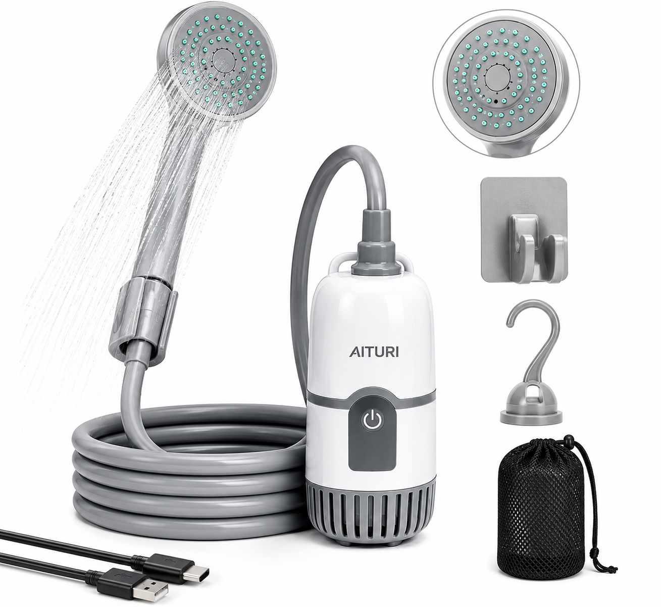 Portable Shower Pump – Rechargeable Shower with USB Charging for Travel & Emergency Use