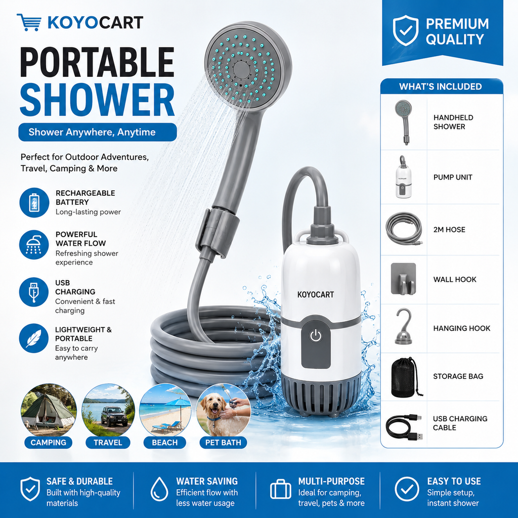 Portable Shower Pump – Rechargeable Shower with USB Charging for Travel & Emergency Use